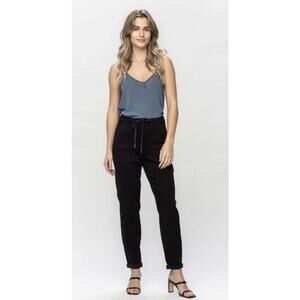 Judy Blue High Waist Black Cuffed Jogger Jeans Size 1/25 *EUC